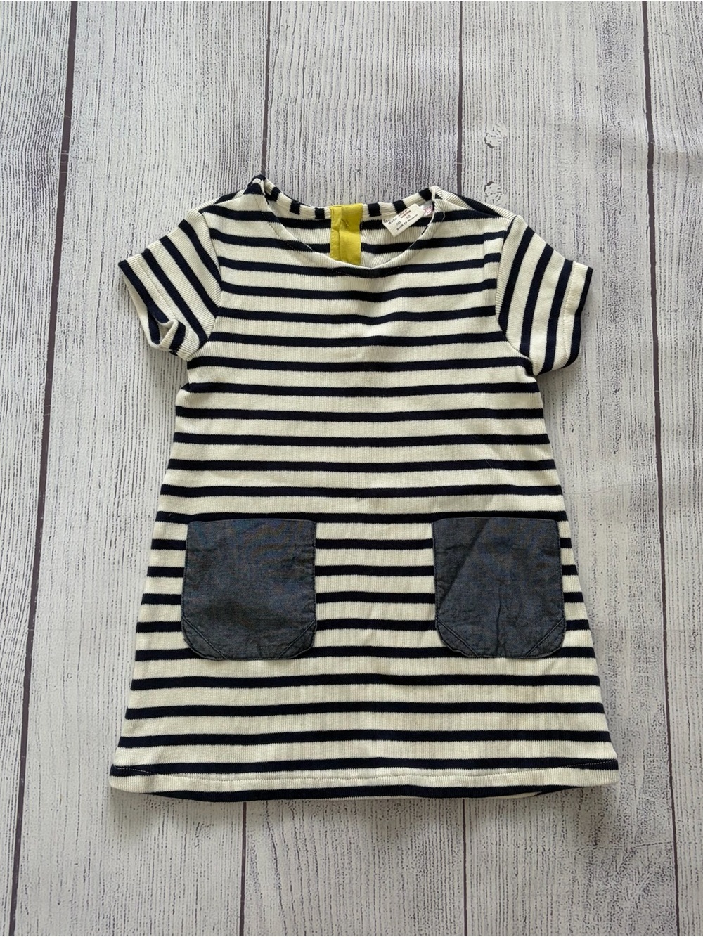 Zara Girls Navy & White Striped Pocket Dress Size 18-24 months